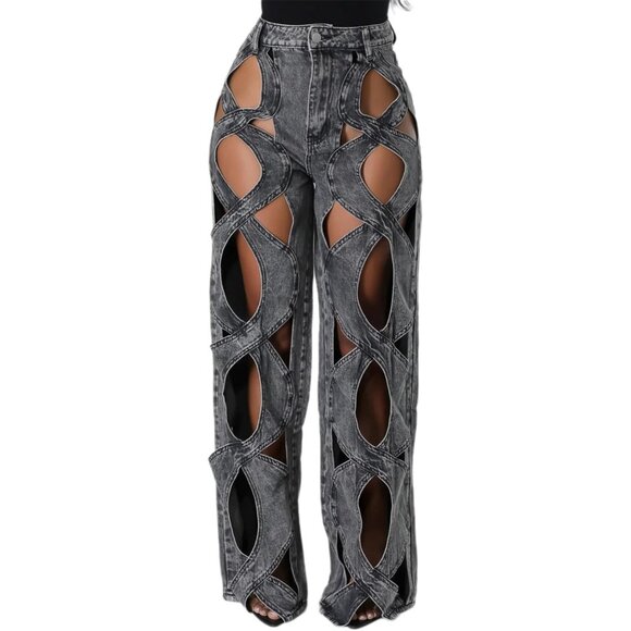 Women’s High Waisted Baggy Jeans Cotton Blend Wide Leg Casual Streetwear - Picture 1 of 5